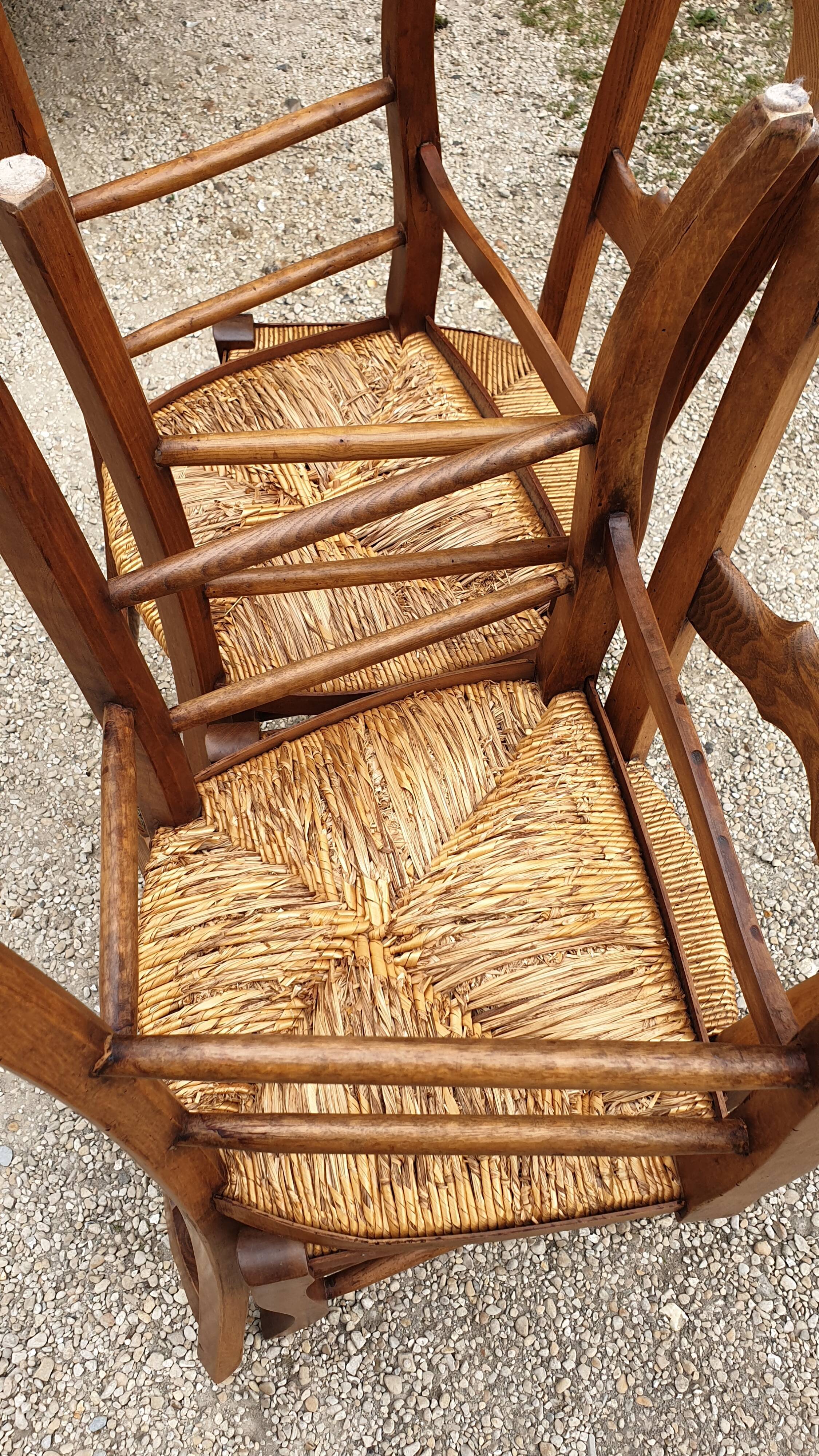 4 chairs rustic straw