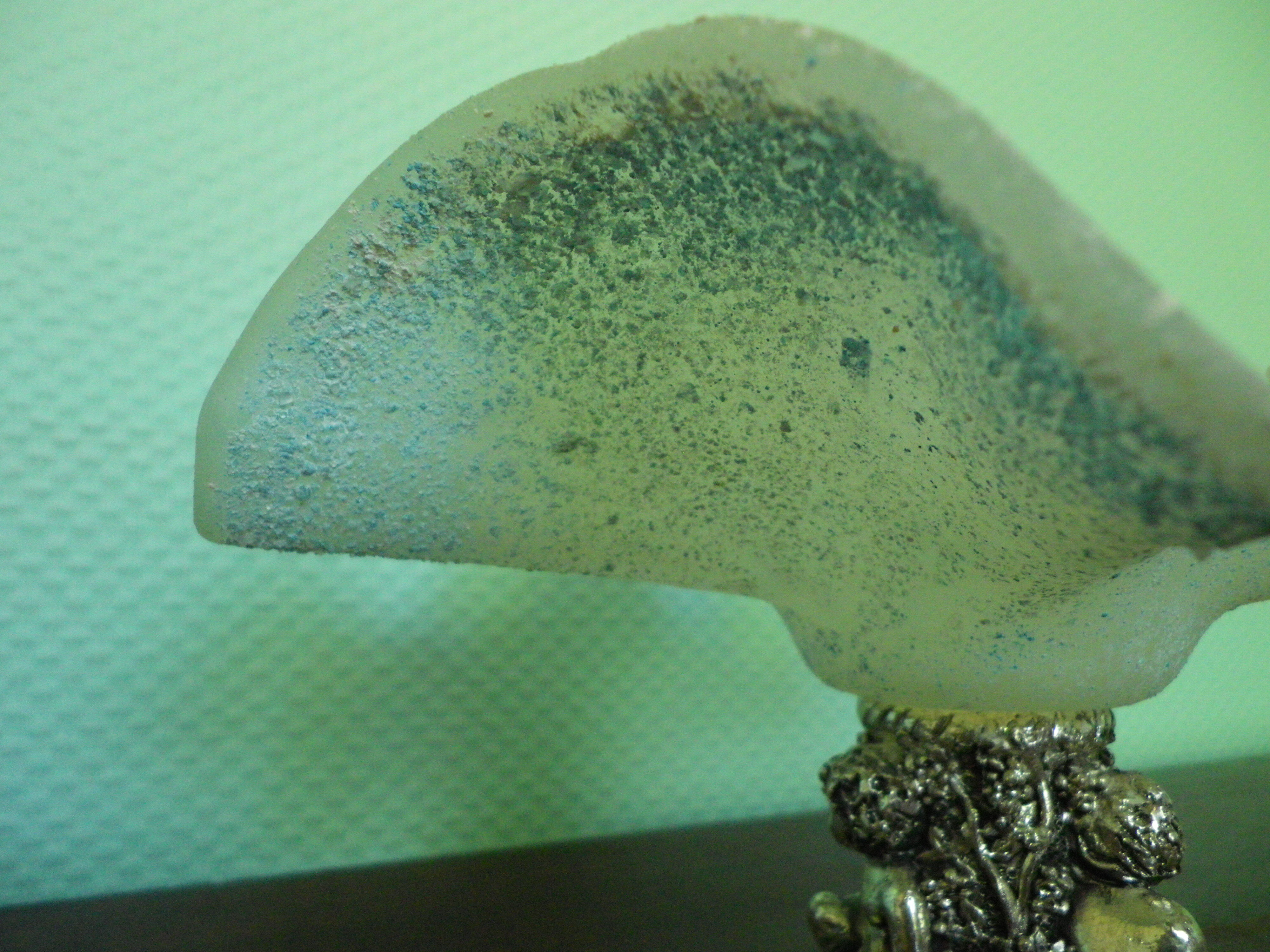 Fruit cup with silver metal foot, Murano granite glass "Vetro eseguito da maestri di Murano"