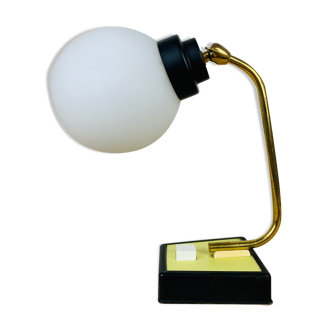 Opaline brass casserole lamp 50s