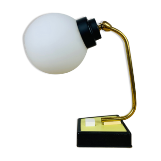 Lampe cocotte opaline laiton années 50