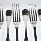 Sfam set of 6 table forks in silver metal chinon fillet 21.5cm