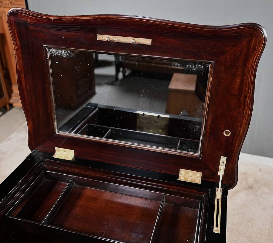 Rosewood and mahogany work table, Louis XV style, Napoleonic era