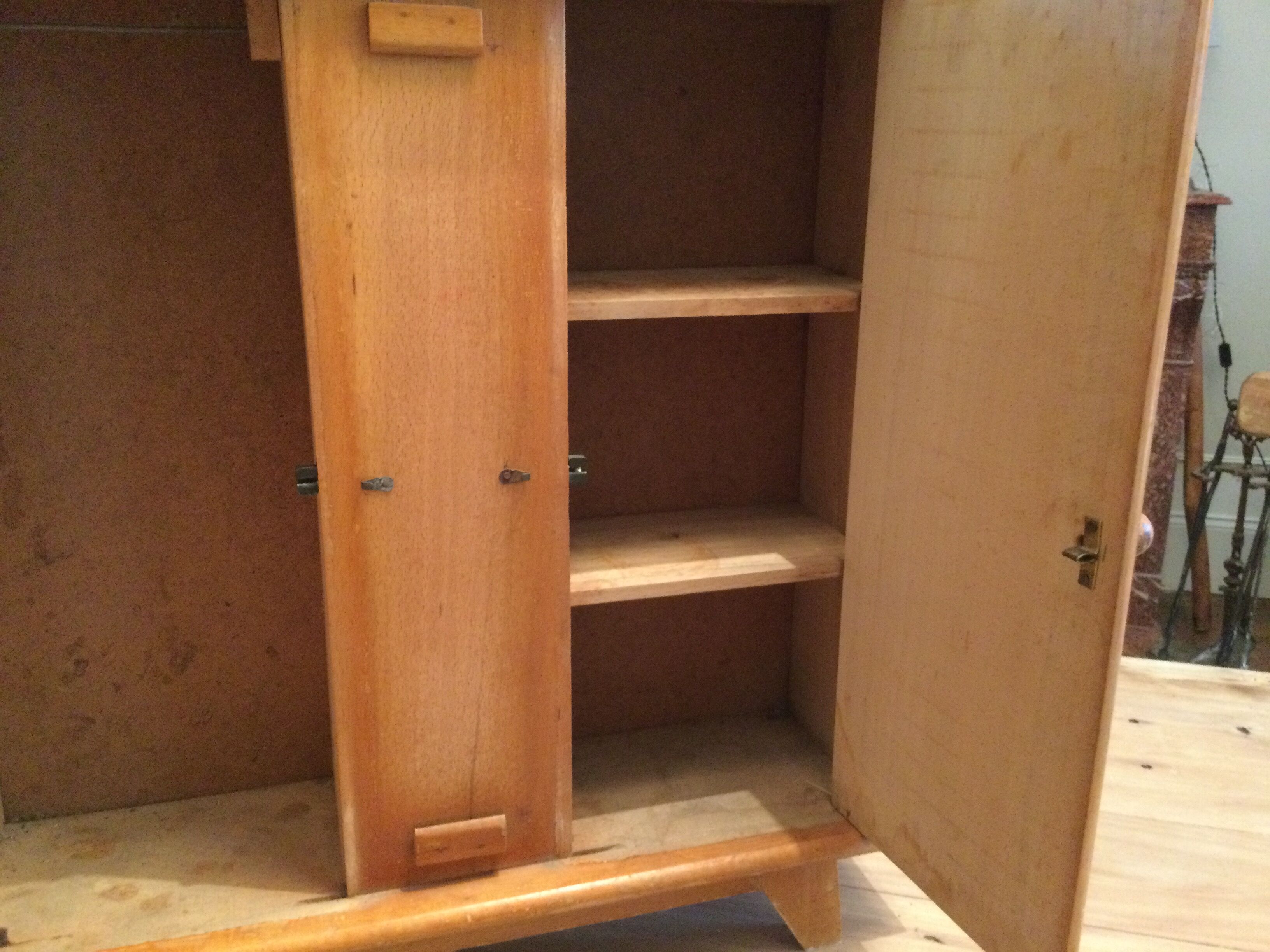 Vintage doll wardrobe cabinet