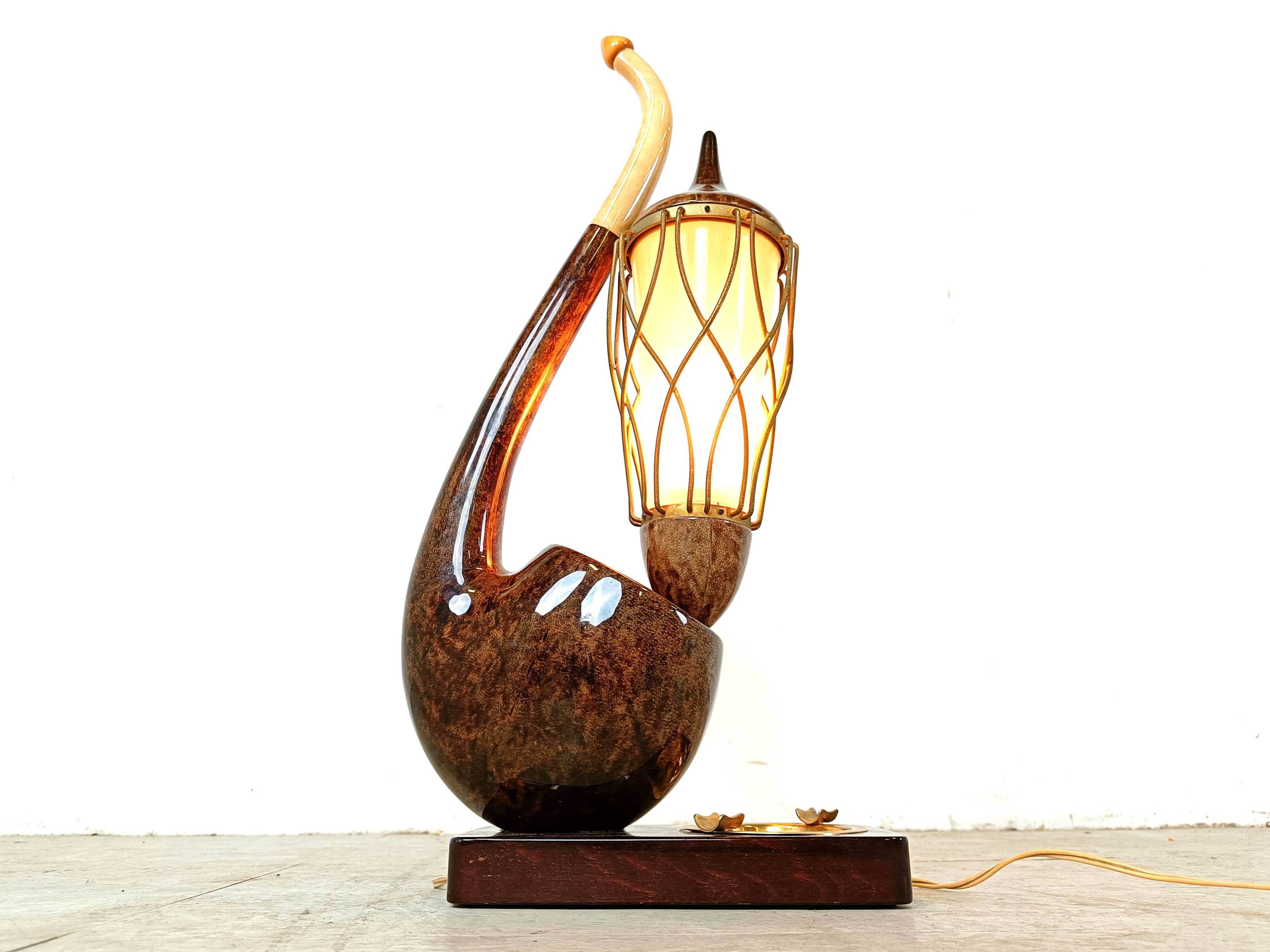 Vintage pipe table lamp by Aldo Tura, 1960s