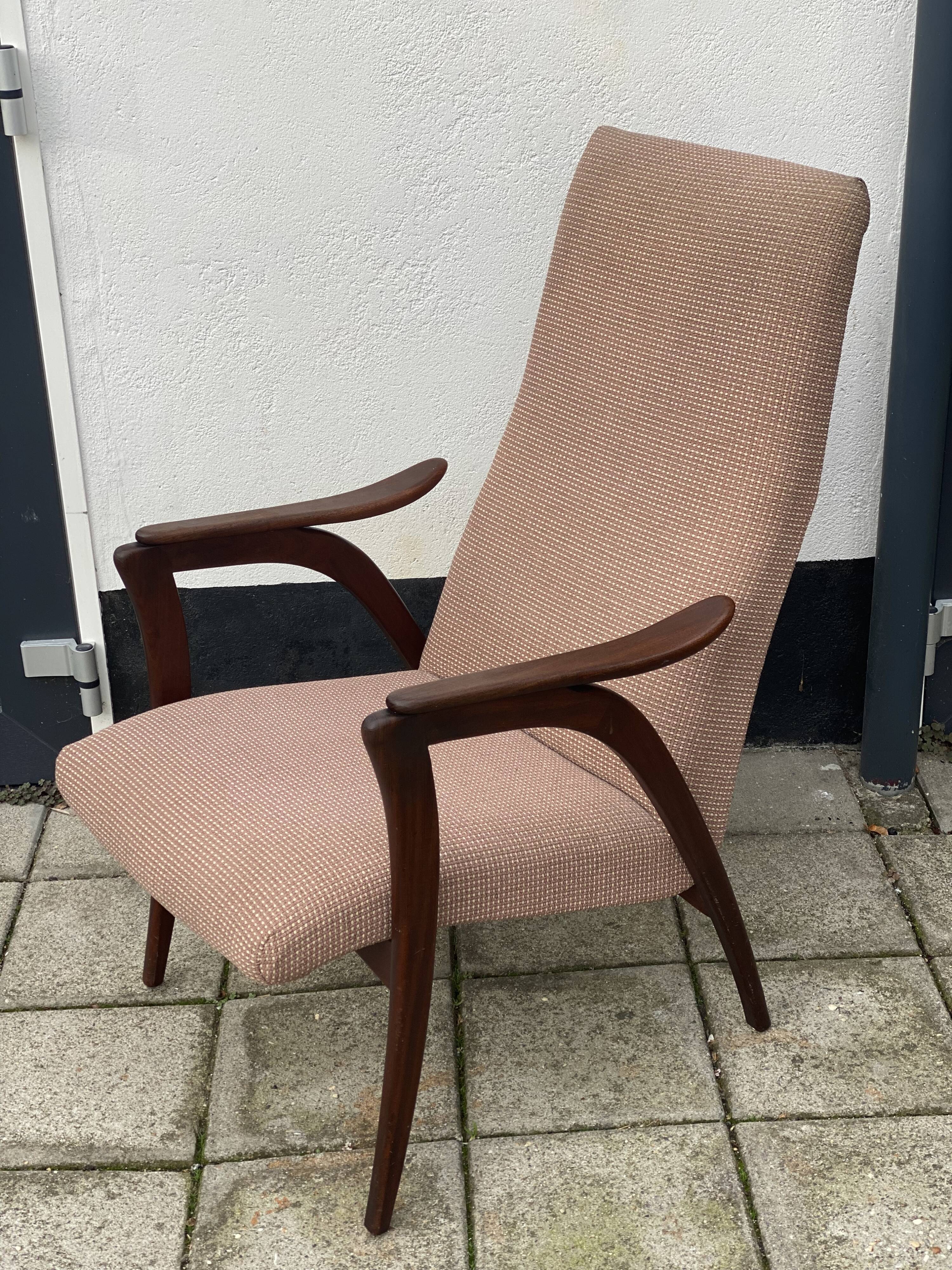 Swedish mid century modern teak high back chair