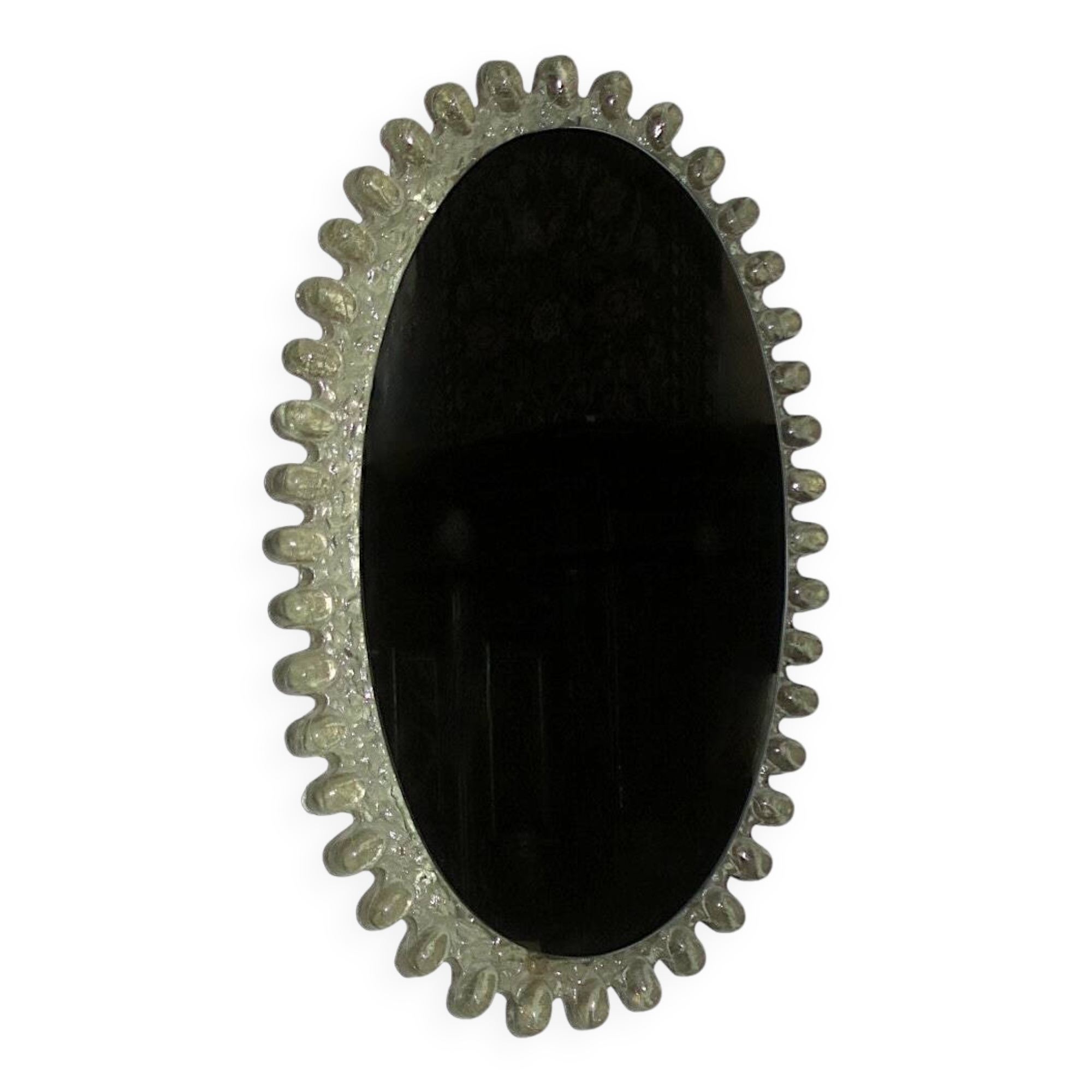 Egon Hillebrand large oval lucite illuminated wall mirror, 80 cm x 50 cm, 1960s