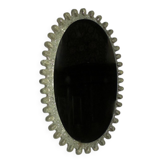 Egon Hillebrand large oval lucite illuminated wall mirror, 80 cm x 50 cm, 1960s