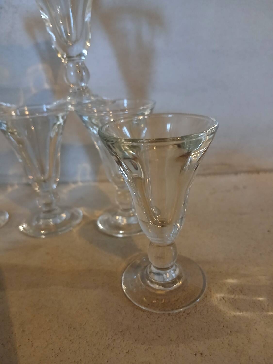 8 small old bistro glasses