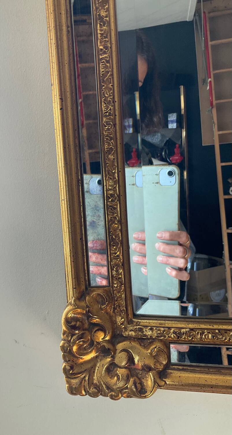 Deknudt gilded mirror with glazing beads from the 70s