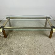 Table basse italienne vintage 80'S en laiton et fer
