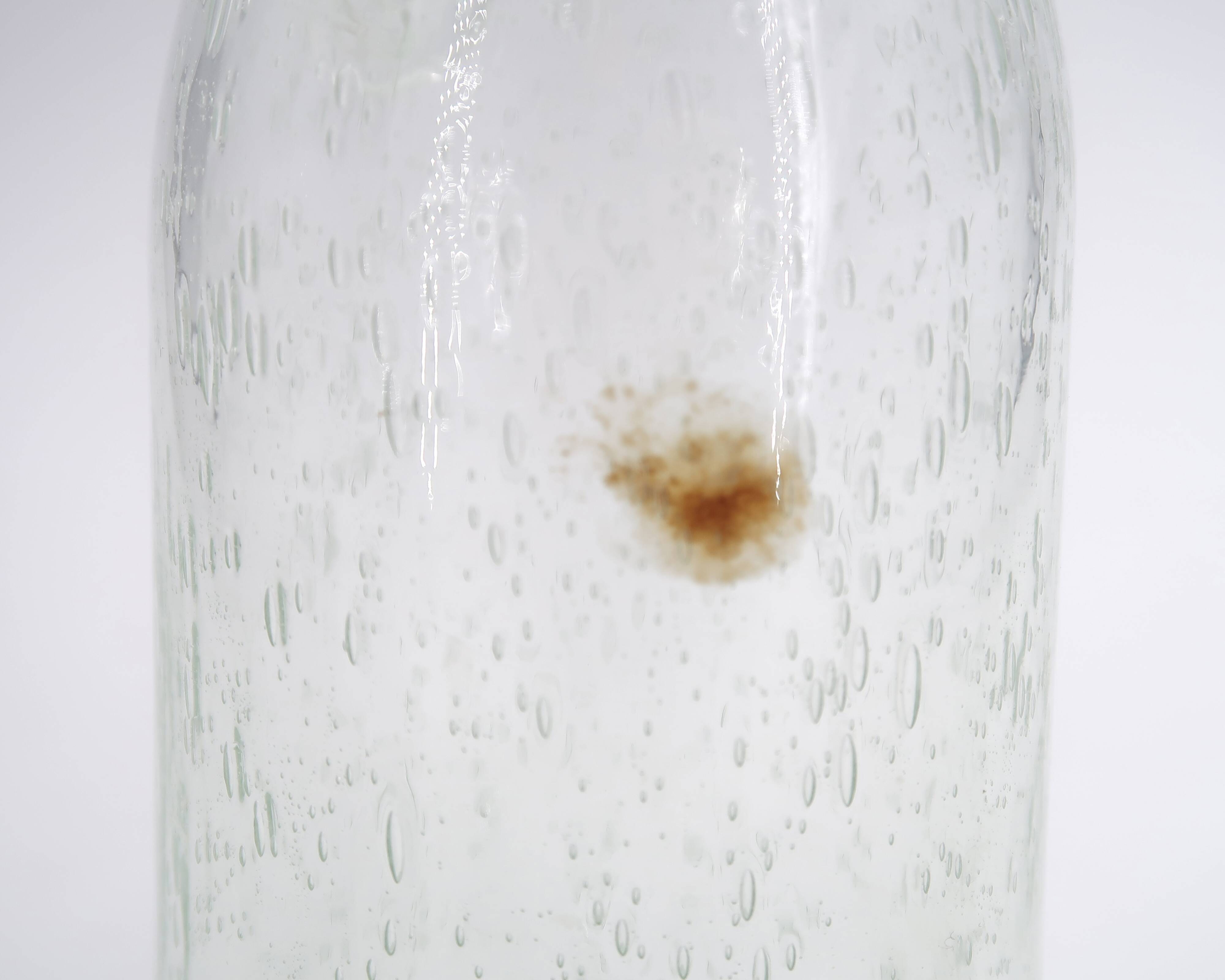 Clear bubbled glass carafe bottle from Biot, 1970s