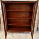 Napoleon III display cabinet in marquetry, Louis XV style, black marble, gilded bronze.