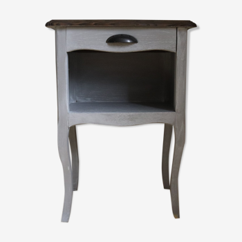 Wooden grey patinated bedside