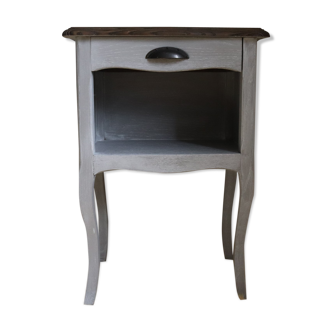 Wooden grey patinated bedside