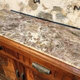 French Art Deco walnut sideboard with marble top (1920s)