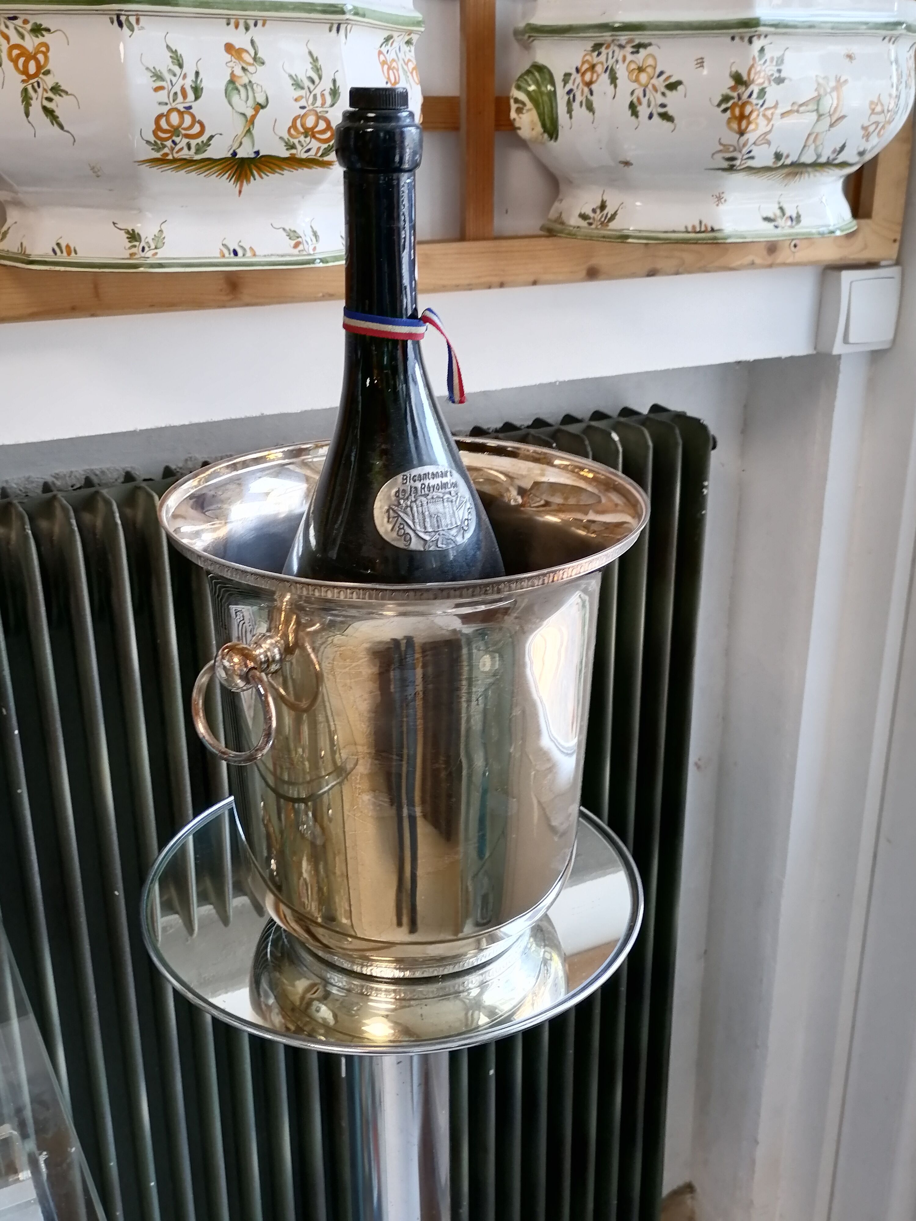Silver metal champagne bucket