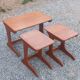 Set of 3 nesting tables in Scandinavian style made of teak from the 1970s.