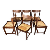 6 chairs rush Wenge Brutalist Mid Century