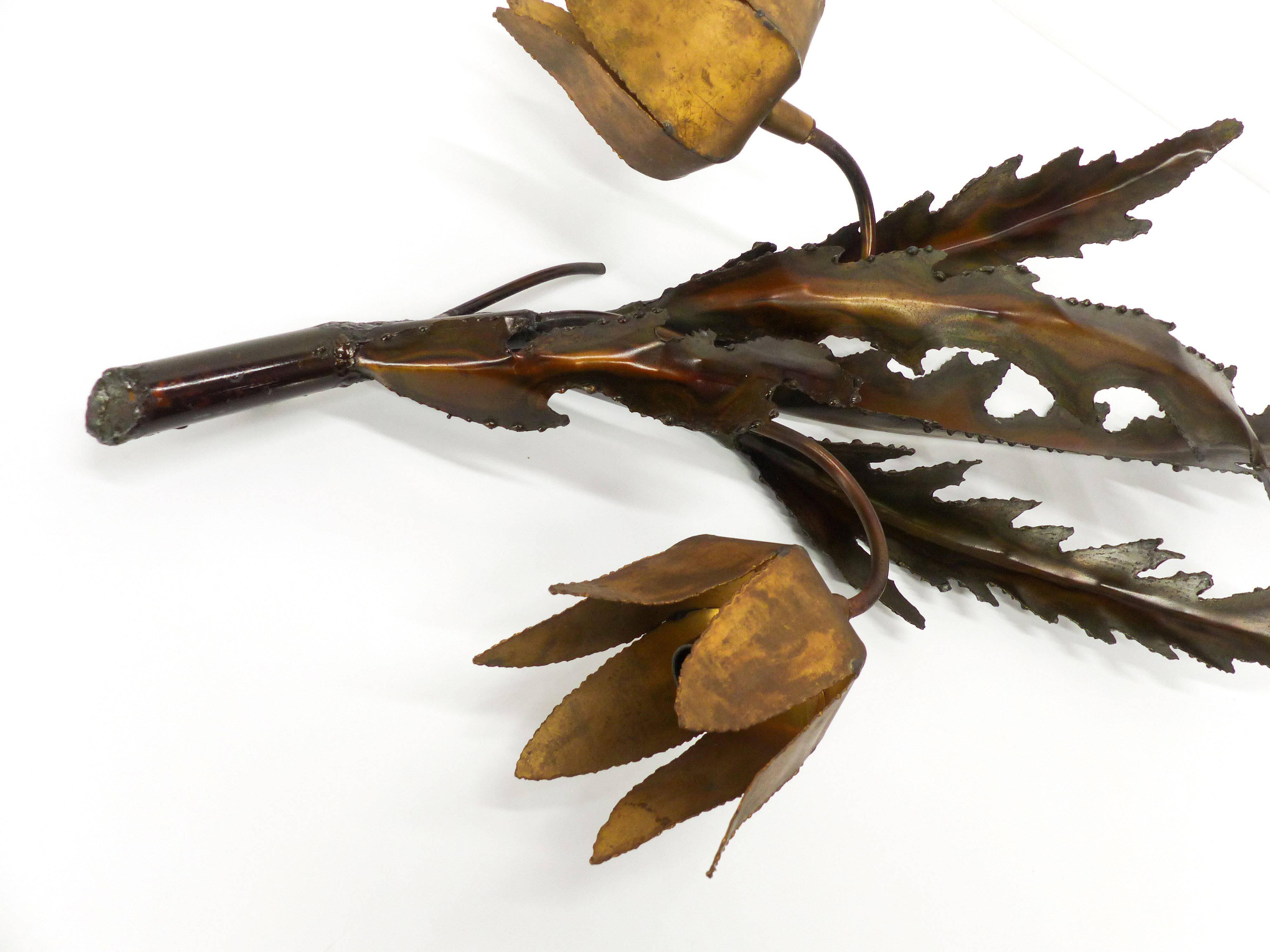 Floral brutalist wall lamp attributed to Maison Jansen 1970