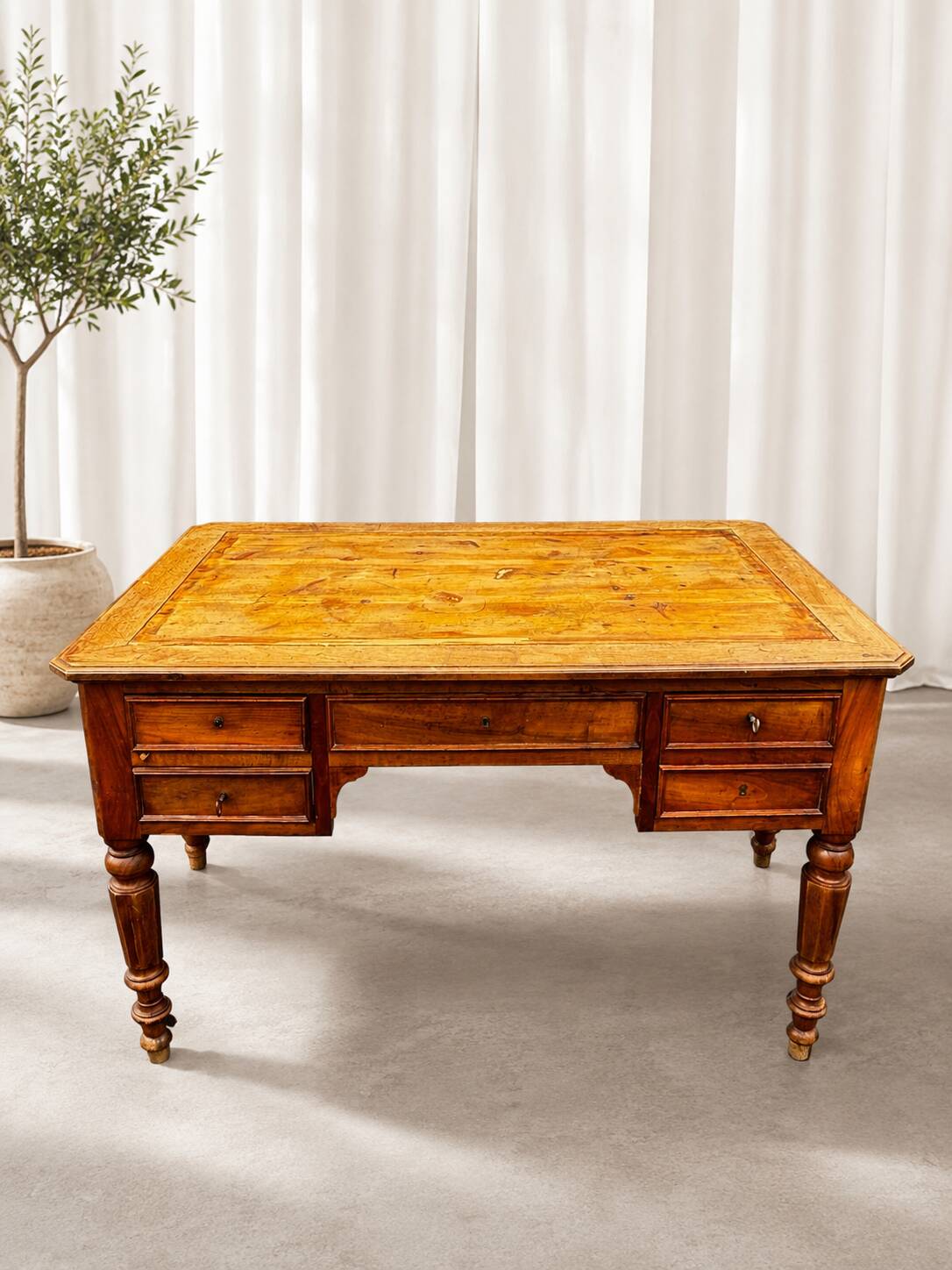 Antique Louis XVI style desk – solid wood – character piece