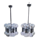 Pair of chrome chandeliers by Motoko Ishii for Staff.