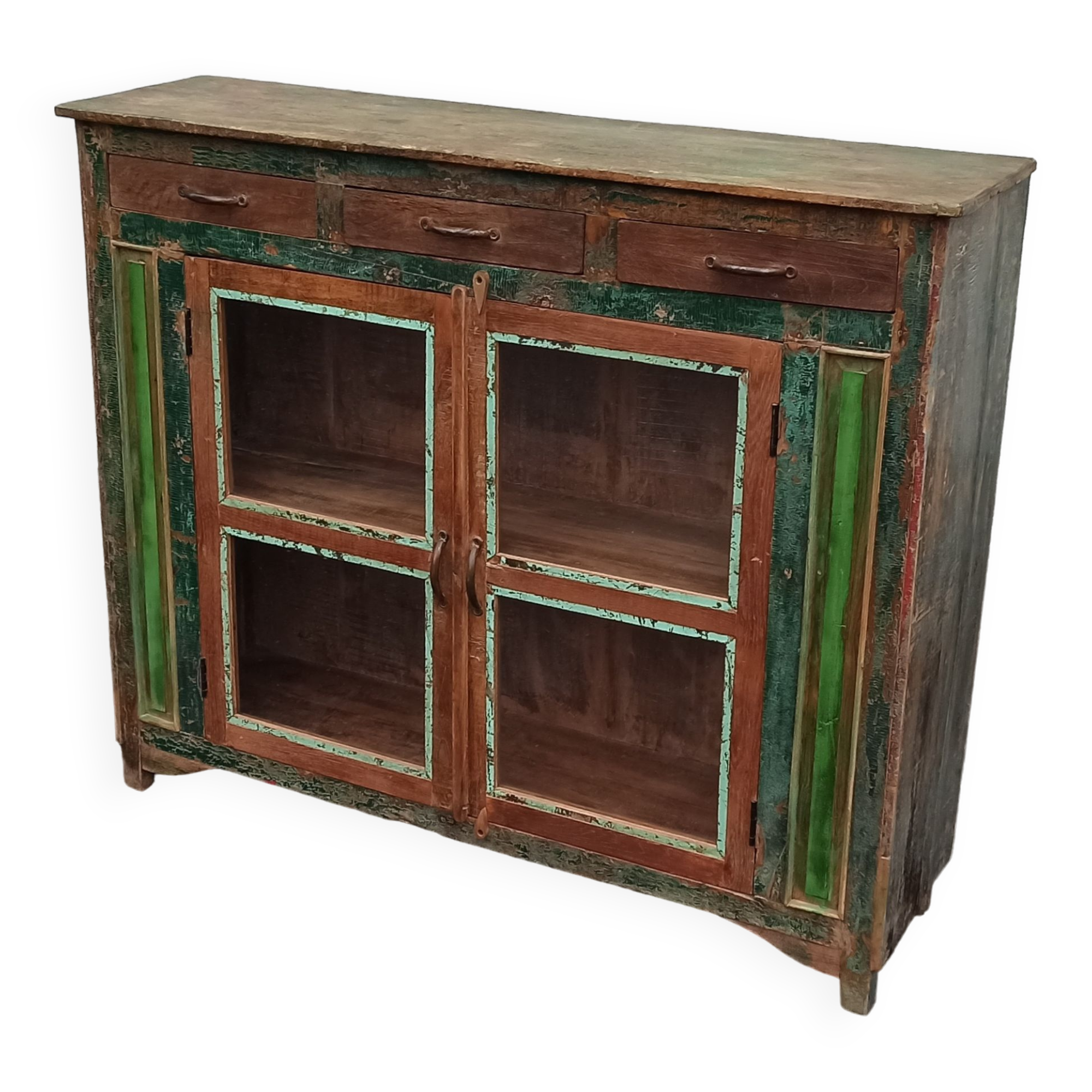 Glazed wooden sideboard with 2 doors