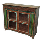 Glazed wooden sideboard with 2 doors