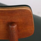Set of 8 Danish chairs in teak, black leatherette and brass, Sven Chrobat/Sax.