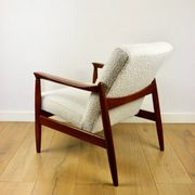 GFM-64 Brown Armchair in White Ivory Bouclé attributed to Edmund Homa, 1970s