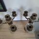 Pair of candelabra candle holders in bronze and glass louis xvi