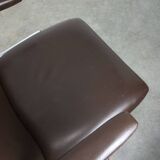 Mid-Century Italian Brown Leather Swivel Chair