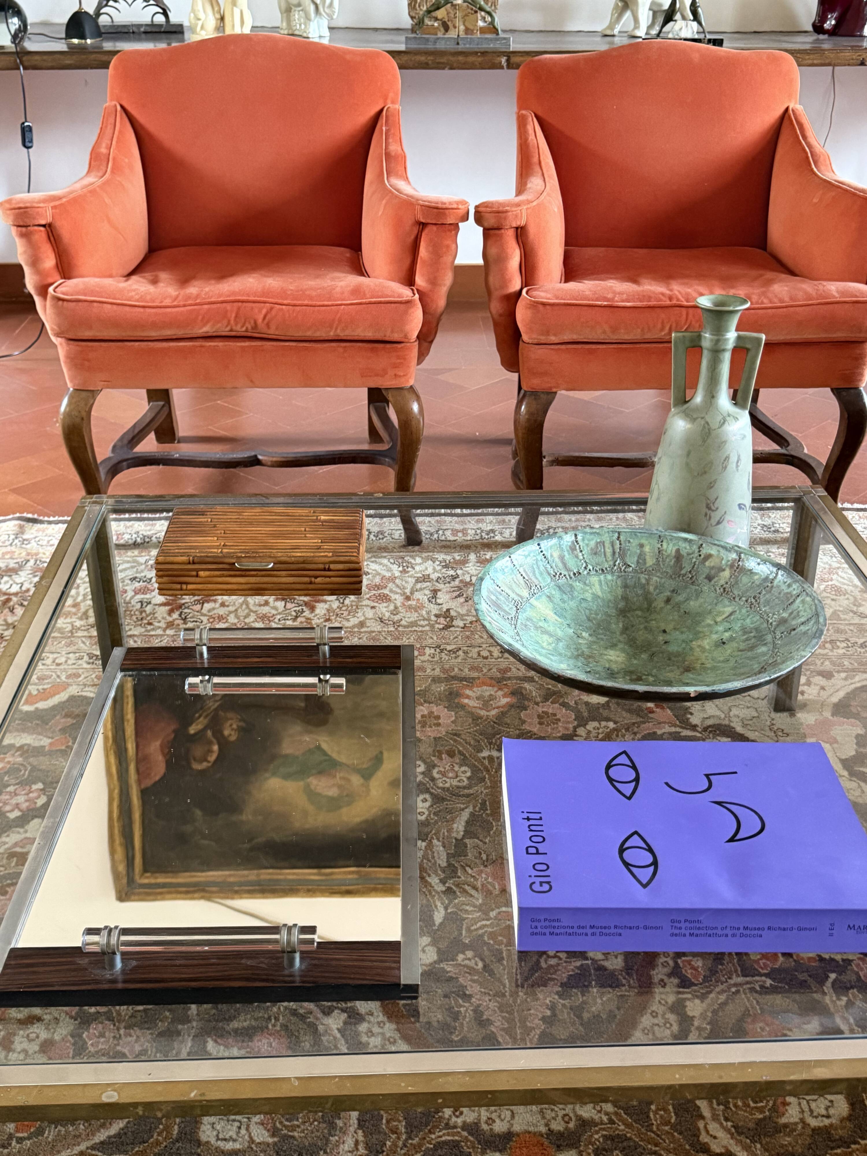 Modernist mirrored tray, in the manner of Jacques Adnet France 1940 /1950