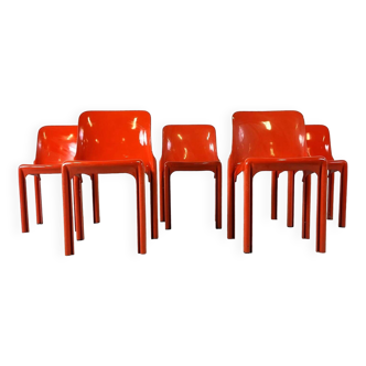 Ensemble de 5 chaises à repas Selene par Vico Magistretti pour Artemide, 1970