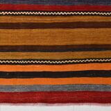 6x9 Green Orange Striped Turkish Vintage Kilim Rug 174x272Cm SK 2311