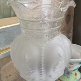 Pair of table lamps transparent lampshades flower pattern