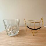 Vintage glass and gold metal ice bucket