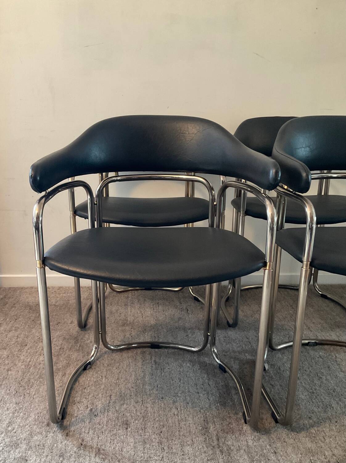 Series of 4 Italian armchairs by Otto Gerdau 70s