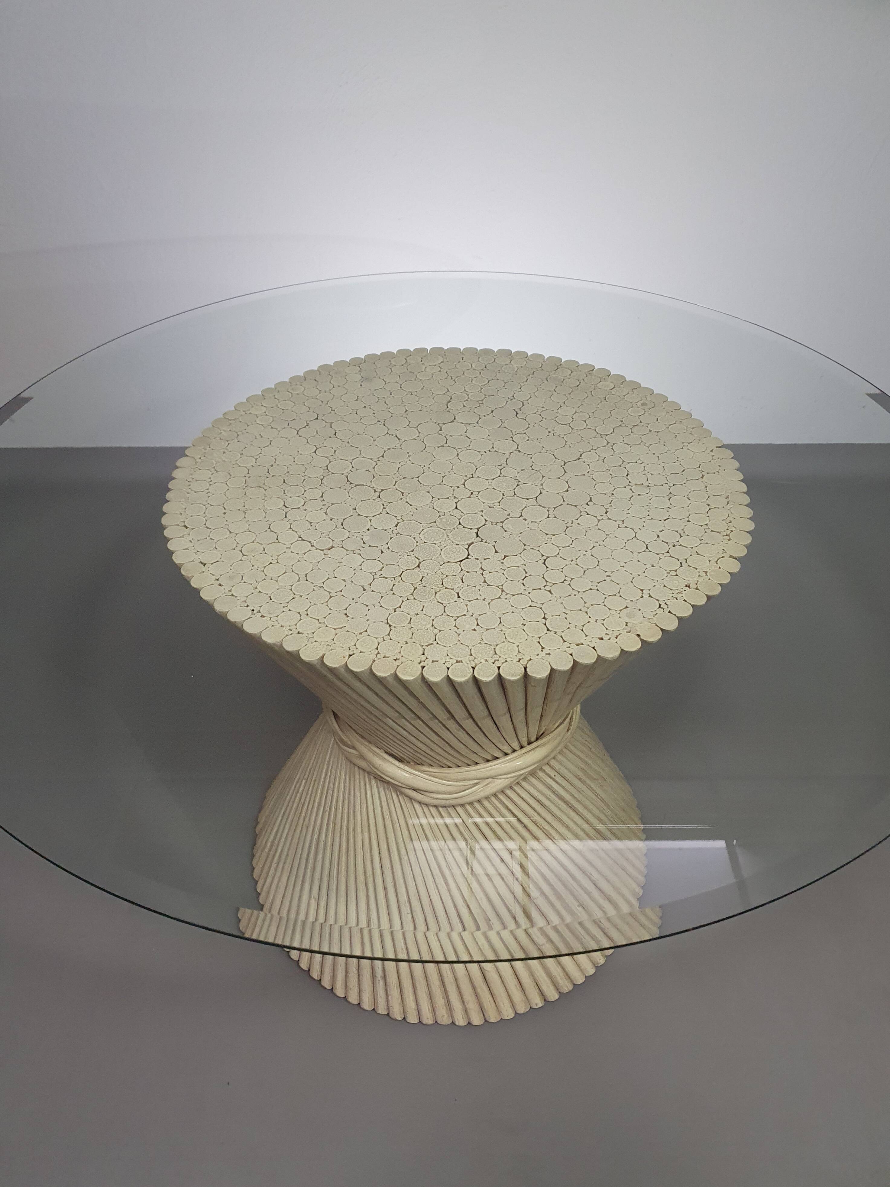 Retro Vintage Sheaf Of Wheat Bamboe dining table By Mcguire America Wide 122 Height 72 cm