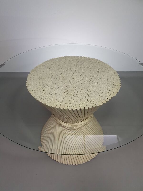 Table à manger rétro vintage gerbe de blé bambou par mcguire america large 122 hauteur 72 cm