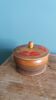 Tobacco pot, turned wooden box, chiseled and painted, 1920s or 1930s.