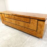 Burl wood credenza by Jean Claude Mahey, 1970s