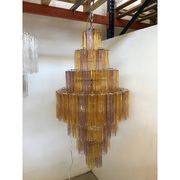 Murano Glass Amber and Violet Tronco Chandelier