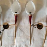Pair of double wall lights Arlus Paris 1960