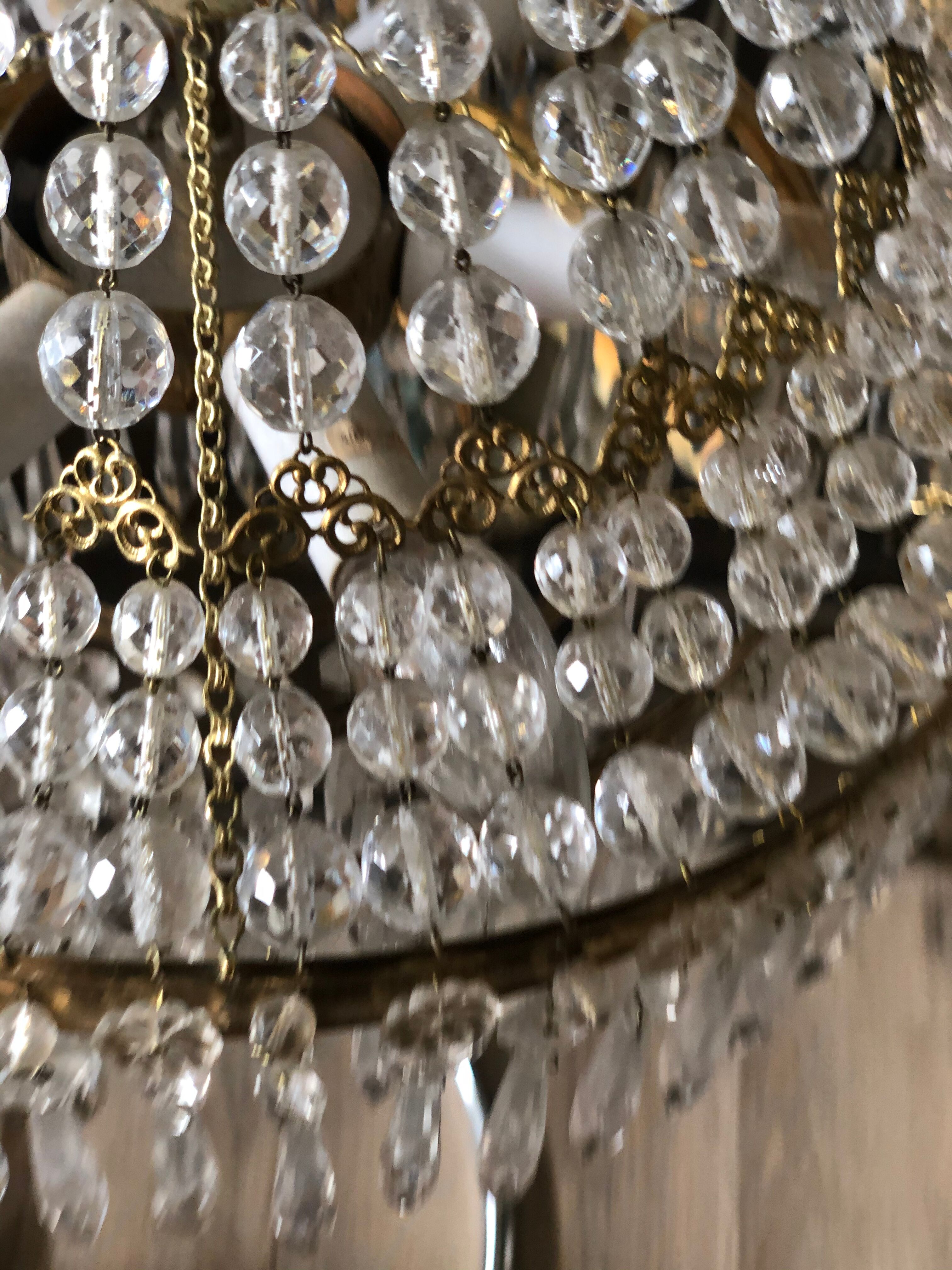 Crystal and brass chandelier