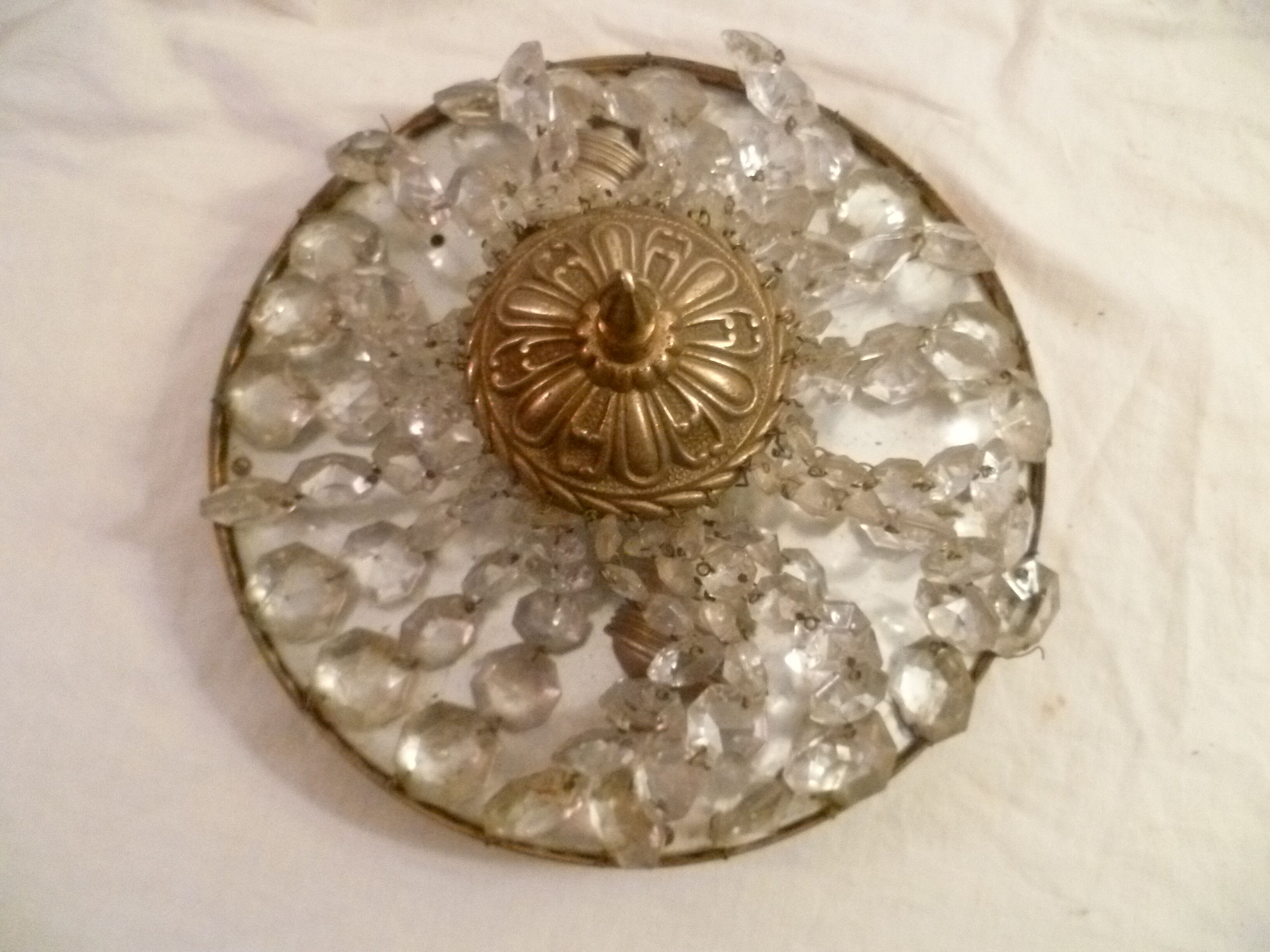 Ceiling lamp 1/2 mongolfiere brass & glass