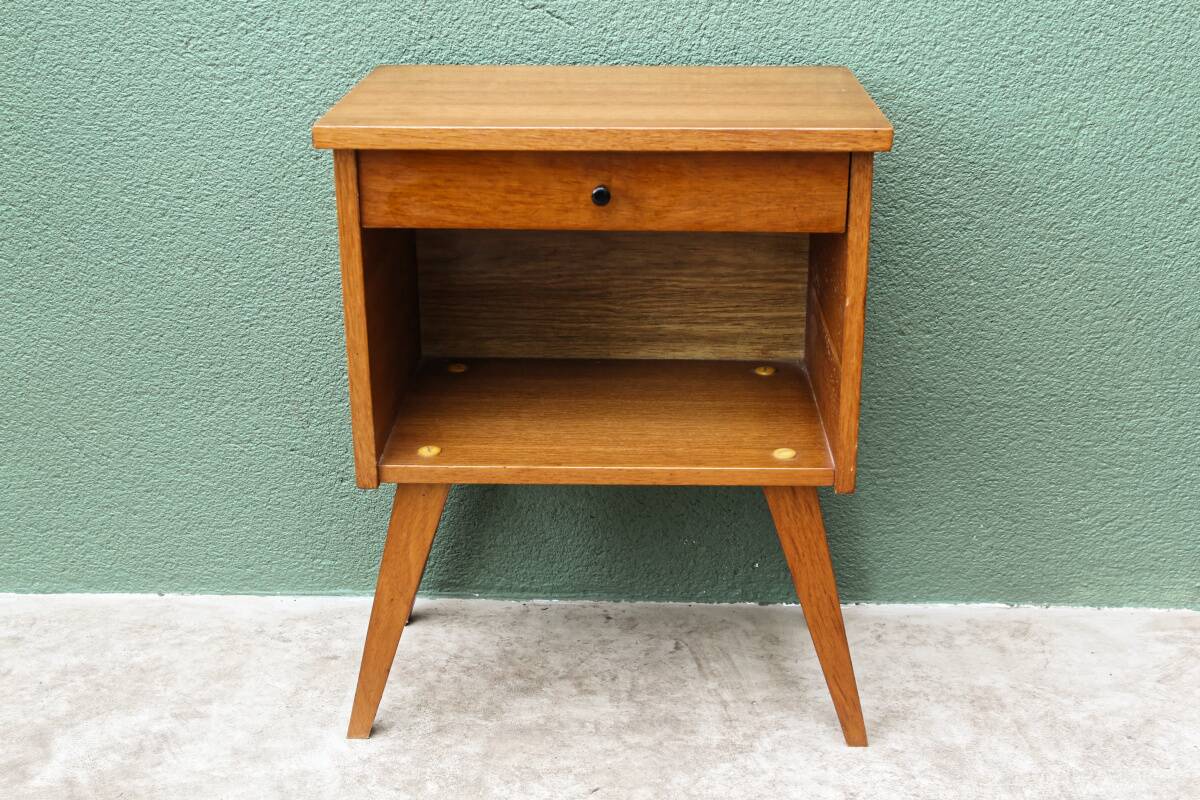 60s bedside table, compass feet
