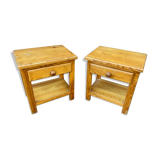 Scandinavian bedside pair wood pine fir vintage design 1980
