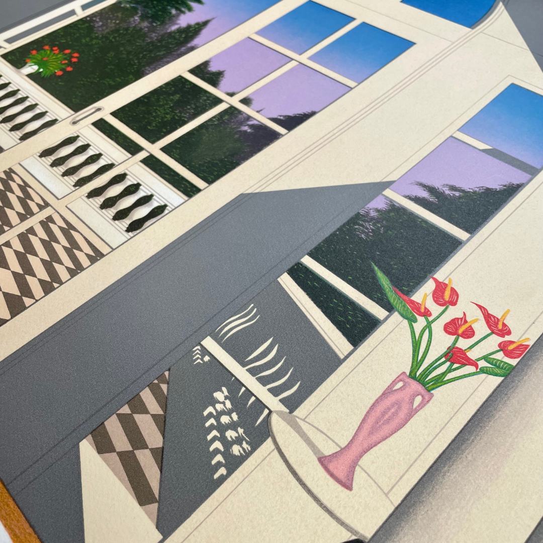 Large Interior Litography of a Villa