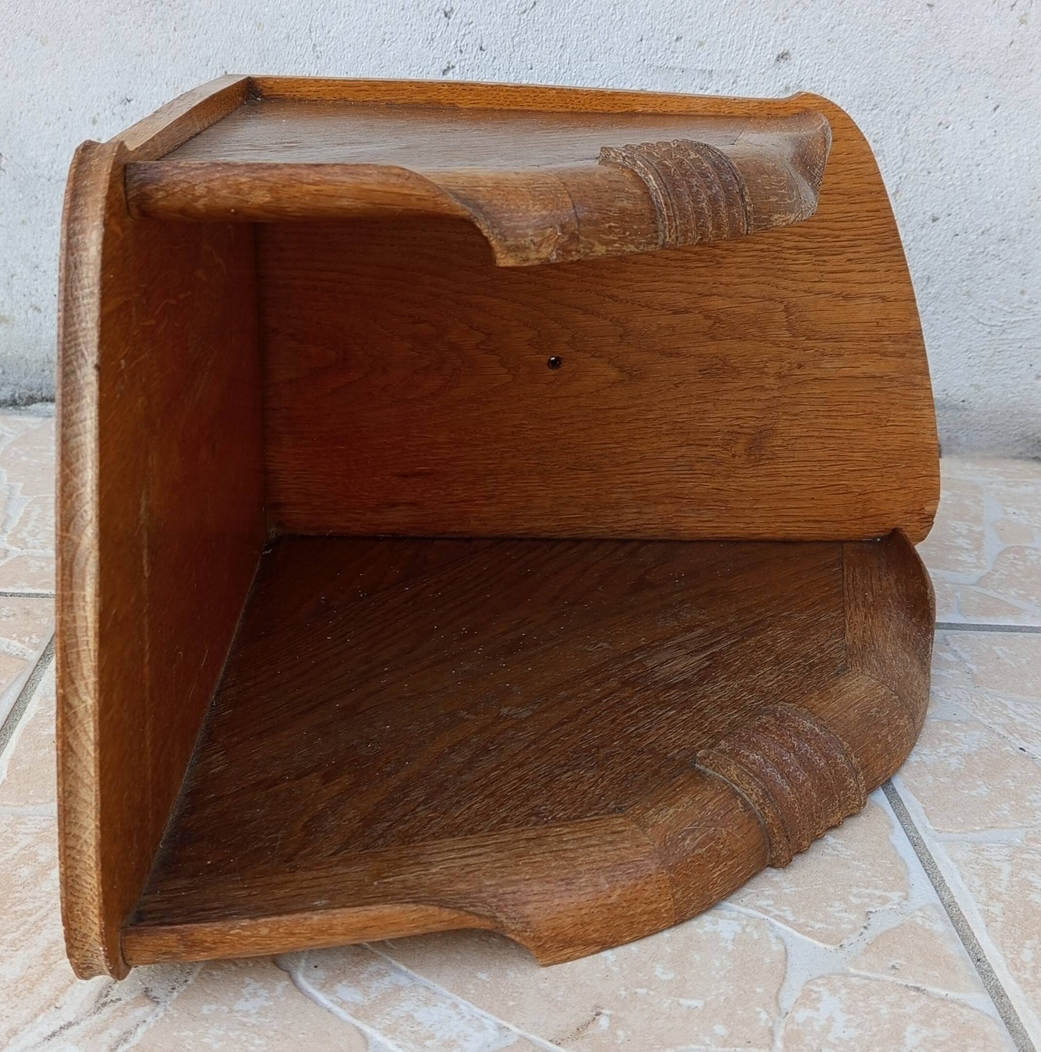 Art Deco oak corner shelf