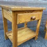 Scandinavian bedside pair wood pine fir vintage design 1980